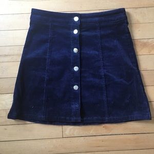 Blue corduroy button up skirt